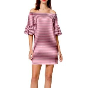 0265 Donna Morgan Striped Off-Shoulder mini dress Sz 10